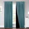 imageNICETOWN 100 Blackout Kitchen Curtain Panels Cold and Full Light Blocking Drapes with Black Liner 48 Inches Drop Thermal Insulated Draperies for Cafe White 2 Pieces 37 inches Wide Each PanelSea Teal