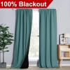 imageNICETOWN 100 Blackout Kitchen Curtain Panels Cold and Full Light Blocking Drapes with Black Liner 48 Inches Drop Thermal Insulated Draperies for Cafe White 2 Pieces 37 inches Wide Each PanelSea Teal