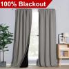 imageNICETOWN 100 Blackout Kitchen Curtain Panels Cold and Full Light Blocking Drapes with Black Liner 48 Inches Drop Thermal Insulated Draperies for Cafe White 2 Pieces 37 inches Wide Each PanelSilver Grey