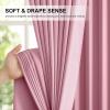 imageNICETOWN 100 Blackout Kitchen Curtain Panels Cold and Full Light Blocking Drapes with Black Liner 48 Inches Drop Thermal Insulated Draperies for Cafe White 2 Pieces 37 inches Wide Each PanelCrystal Pink