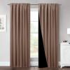 imageNICETOWN 100 Blackout Kitchen Curtain Panels Cold and Full Light Blocking Drapes with Black Liner 48 Inches Drop Thermal Insulated Draperies for Cafe White 2 Pieces 37 inches Wide Each PanelCappuccino