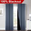 imageNICETOWN 100 Blackout Kitchen Curtain Panels Cold and Full Light Blocking Drapes with Black Liner 48 Inches Drop Thermal Insulated Draperies for Cafe White 2 Pieces 37 inches Wide Each PanelStone Blue