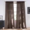 imageNICETOWN Navy Blue Linen Blend Living Room Curtains Rod Pocket ampamp Back Tab Privacy Added Thick Linen Weave with Light Filtering Window Treatments for Bedroom W55 x L102 2 PanelsBrown