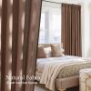 imageNICETOWN Navy Blue Linen Blend Living Room Curtains Rod Pocket ampamp Back Tab Privacy Added Thick Linen Weave with Light Filtering Window Treatments for Bedroom W55 x L102 2 PanelsGold Brown