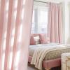 imageNICETOWN Navy Blue Linen Blend Living Room Curtains Rod Pocket ampamp Back Tab Privacy Added Thick Linen Weave with Light Filtering Window Treatments for Bedroom W55 x L102 2 PanelsLight Pink
