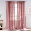 imageNICETOWN Navy Blue Linen Blend Living Room Curtains Rod Pocket ampamp Back Tab Privacy Added Thick Linen Weave with Light Filtering Window Treatments for Bedroom W55 x L102 2 PanelsBaby Pink