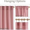 imageNICETOWN Navy Blue Linen Blend Living Room Curtains Rod Pocket ampamp Back Tab Privacy Added Thick Linen Weave with Light Filtering Window Treatments for Bedroom W55 x L102 2 PanelsBaby Pink