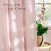 imageNICETOWN Navy Blue Linen Blend Living Room Curtains Rod Pocket ampamp Back Tab Privacy Added Thick Linen Weave with Light Filtering Window Treatments for Bedroom W55 x L102 2 PanelsLight Pink