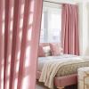 imageNICETOWN Navy Blue Linen Blend Living Room Curtains Rod Pocket ampamp Back Tab Privacy Added Thick Linen Weave with Light Filtering Window Treatments for Bedroom W55 x L102 2 PanelsBaby Pink