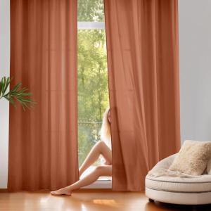 imageNICETOWN NonSeeThrough White Privacy Sheer Curtains 90 inches Long 2 Panels 52quot Wide Grommet Window Curtains Drapes for Living Room Bedroom Home Decoration Light Filtering Elegant Window DrapesBurnt Orange