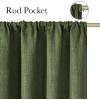 imageNICETOWN Froest Green Faux Linen Room Darkening Rod Pocket Curtains 63 inch Length W42 x L63 Light Blocking Thermal Insulated Noise Reducing Drapes for Bedroom Living Room Farmhouse Decor 2 Panels