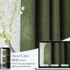 imageNICETOWN Froest Green Faux Linen Room Darkening Rod Pocket Curtains 63 inch Length W42 x L63 Light Blocking Thermal Insulated Noise Reducing Drapes for Bedroom Living Room Farmhouse Decor 2 Panels