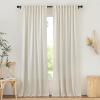 imageNICETOWN White Linen Bedroom Curtains Back TabRod Pocket with Pleat Tape Privacy Added with Light Filtering Semi Sheer Window Treatments for Living Room W52 x L95 2 PanelsNatural
