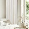 imageNICETOWN White Linen Bedroom Curtains Back TabRod Pocket with Pleat Tape Privacy Added with Light Filtering Semi Sheer Window Treatments for Living Room W52 x L95 2 PanelsJacquard Ivory