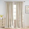 imageNICETOWN White Linen Bedroom Curtains Back TabRod Pocket with Pleat Tape Privacy Added with Light Filtering Semi Sheer Window Treatments for Living Room W52 x L95 2 PanelsJacquard Linen
