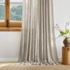 imageNICETOWN White Linen Bedroom Curtains Back TabRod Pocket with Pleat Tape Privacy Added with Light Filtering Semi Sheer Window Treatments for Living Room W52 x L95 2 PanelsTaupe