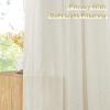 imageNICETOWN White Linen Bedroom Curtains Back TabRod Pocket with Pleat Tape Privacy Added with Light Filtering Semi Sheer Window Treatments for Living Room W52 x L95 2 PanelsNatural