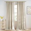 imageNICETOWN White Linen Bedroom Curtains Back TabRod Pocket with Pleat Tape Privacy Added with Light Filtering Semi Sheer Window Treatments for Living Room W52 x L95 2 PanelsJacquard Linen