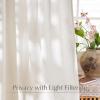 imageNICETOWN White Linen Bedroom Curtains Back TabRod Pocket with Pleat Tape Privacy Added with Light Filtering Semi Sheer Window Treatments for Living Room W52 x L95 2 PanelsJacquard Ivory