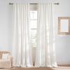 imageNICETOWN White Linen Bedroom Curtains Back TabRod Pocket with Pleat Tape Privacy Added with Light Filtering Semi Sheer Window Treatments for Living Room W52 x L95 2 PanelsJacquard Ivory