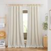 imageNICETOWN White Linen Bedroom Curtains Back TabRod Pocket with Pleat Tape Privacy Added with Light Filtering Semi Sheer Window Treatments for Living Room W52 x L95 2 PanelsNatural Rod Pocket
