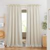 imageNICETOWN White Linen Bedroom Curtains Back TabRod Pocket with Pleat Tape Privacy Added with Light Filtering Semi Sheer Window Treatments for Living Room W52 x L95 2 PanelsNatural Rod Pocket