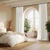 imageNICETOWN White Linen Bedroom Curtains Back TabRod Pocket with Pleat Tape Privacy Added with Light Filtering Semi Sheer Window Treatments for Living Room W52 x L95 2 PanelsVanilla