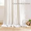 imageNICETOWN White Linen Bedroom Curtains Back TabRod Pocket with Pleat Tape Privacy Added with Light Filtering Semi Sheer Window Treatments for Living Room W52 x L95 2 PanelsJacquard Ivory