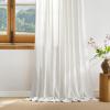 imageNICETOWN White Linen Bedroom Curtains Back TabRod Pocket with Pleat Tape Privacy Added with Light Filtering Semi Sheer Window Treatments for Living Room W52 x L95 2 PanelsVanilla