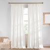 imageNICETOWN White Linen Bedroom Curtains Back TabRod Pocket with Pleat Tape Privacy Added with Light Filtering Semi Sheer Window Treatments for Living Room W52 x L95 2 PanelsJacquard Ivory