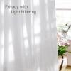 imageNICETOWN White Linen Bedroom Curtains Back TabRod Pocket with Pleat Tape Privacy Added with Light Filtering Semi Sheer Window Treatments for Living Room W52 x L95 2 PanelsWhite