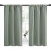 imageNICETOWN Window Curtains Blackout Drapes  Thermal Insulated Solid Rod Pocket Blackout CurtainsDraperies for Living Room Greyish Green One Pair 34 by 45Inch