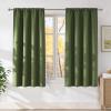 imageNICETOWN Froest Green Faux Linen Room Darkening Rod Pocket Curtains 63 inch Length W42 x L63 Light Blocking Thermal Insulated Noise Reducing Drapes for Bedroom Living Room Farmhouse Decor 2 Panels