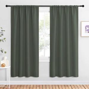 imageNICETOWN Bedroom Curtains Blackout Draperies  All Season Thermal Insulated Solid Rod Pocket Top Blackout CurtainsDrapes for Kids Room Dark Mallard 1 Pair 42 x 72 Inch