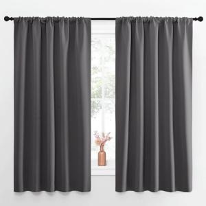 imageNICETOWN Blackout Curtain Panels for Window  Energy Efficient ampamp Noise Reducing Thermal Insulated Rod Pocket Blackout DrapesDraperies for Living Room Grey 2 Panels W52 inches x L63 inches