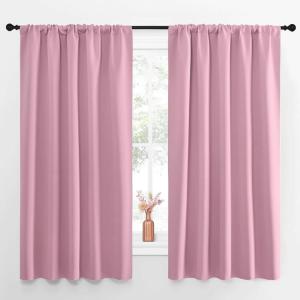 imageNICETOWN Blackout Curtains for Living Curtains Rouge Pink Set of 2 52 by 63 Inch Window Treatment Blackout Curtain Panels Home Decor Thermal Insulated Solid Drapes for Bedroom