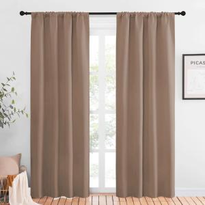 imageNICETOWN Blackout Drapes and Curtains for Kitchen  Window Treatment Thermal Insulated Solid Rod Pocket Blackout CurtainsDrapes for Bedroom 2Pack 42 by 84 Inch Cappuccino