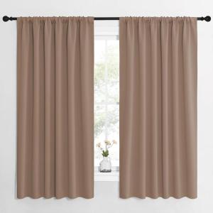 imageNICETOWN Kids Blackout Curtain Panels  Window Treatment Thermal Insulated Solid Rod Pocket Blackout Drapes for Bedroom Cappuccino Set of 2 62 by 63 Inch