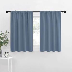 imageNICETOWN RV Blackout Curtains for Camper Windows Short Blackout Curtains ampamp Drapes Thermal Insulated Blackout Curtain Panels for Kids Room Play Room Stone Blue 34quot Wide by 36quot Long 2 PCs