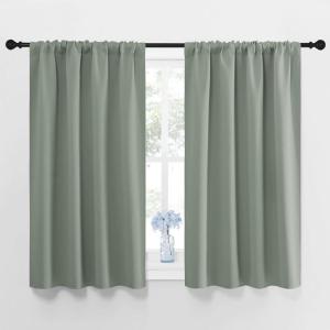 imageNICETOWN Window Curtains Blackout Drapes  Thermal Insulated Solid Rod Pocket Blackout CurtainsDraperies for Living Room Sage Green One Pair 42 by 45Inch