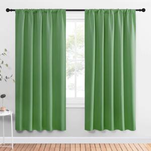 imageNICETOWN Window Curtains Blackout Drapes Froest Green 1 Pair 52 by 72Inch Thermal Insulated Solid Rod Pocket Blackout CurtainsDraperies for Living Room