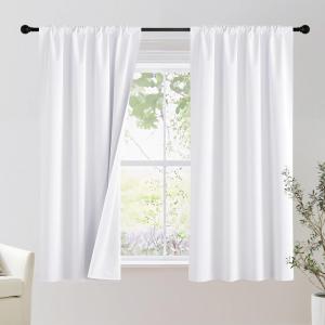 imageNICETOWN Bedroom 100 Blackout Curtains 2 Panels 42 by 48 Snow White Window Treatment Rod Pocket CurtainsDrapes for Bedroom