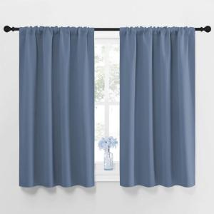 imageNICETOWN Blackout Curtains for Bedroom Blackout Curtain Panels Window Treatment Energy Saving Thermal Insulated Solid Rod Pocket Blackout DrapesDraperies Stone Blue 1 Pair 42 by 45inch