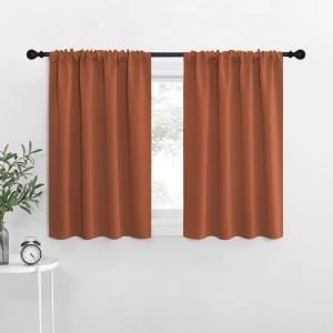 imageNICETOWN Blackout Curtains for Living Curtains Burnt Orange 2 Panels 29 by 30 Room Darkening Window Curtain Panels EasyCare Solid Thermal Insulated DraperiesDrapes for Daughter Room