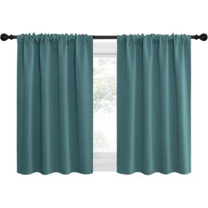 imageNICETOWN Blackout Curtains for RV Windows Sea Teal 29quot by 20quot 2 Panels Room Darkening Window Curtain Panels EasyCare Solid Thermal Insulated DraperiesDrapes for Daughter Room