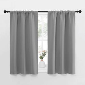 imageNICETOWN RV Blackout Curtains for Camper Windows Short Room Darkening Drapes for Kitchen Home Decoration Thermal Insulated Blackout Blinds for Small Windows Silver Grey 2 Panels W29 x L40