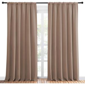 imageNICETOWN Room Darkening Curtains for Bedroom  Home Decoration Privacy Protection Thermal Insulated Solid DrapesDraperies for Sliding Glass Door Cappuccino Set of 2 70 x 95 inches