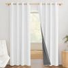 imageNICETOWN 100 Absolutely Blackout Linen Curtains with Thermal Insulated Grey Liner Greyish White 52 inches Wide 84 inches Length Energy Saving Curtains for Living Room 2 Panels Set Vertical Blinds