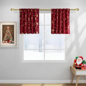 imageNICETOWN 2 Panels Christmas Red 29 x 24 Inch Curtains for Living Room  Rod Pocket Drapes for Bedroom Dining Room  Christmas Style Thermal Insulated Blackout Curtains for Boy Girl WomenRod Pocket Christmas Red