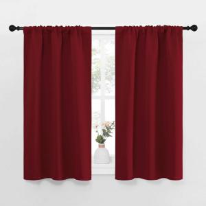 imageNICETOWN 40inch Curtains for Small Windows Thermal Insulated Privacy Short Drapes for Kitchen Bathroom Set of 2 Burgundy Red 29quot Wide